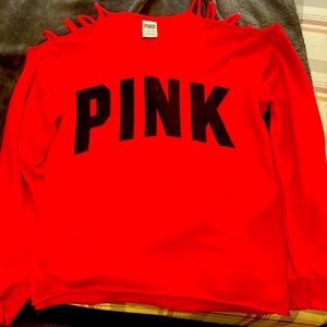 Victoria's Secret PINK Red Cold Shoulder Sweater